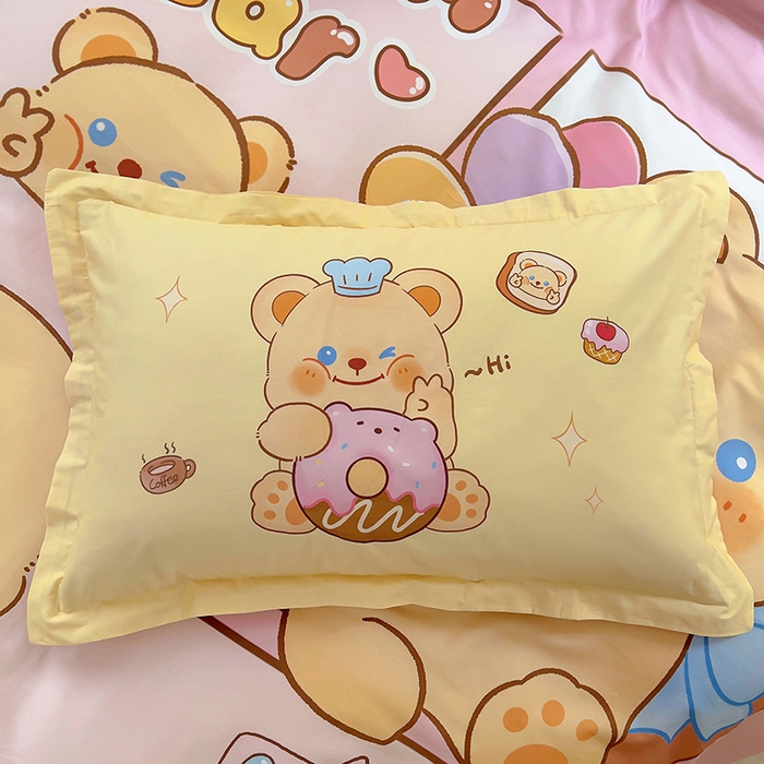 91家纺网 家纺一手货源 找家纺 浩诚 2025新款原创IP奶油小熊（黄油小熊）全棉纯棉四件套 蜂蜜小熊