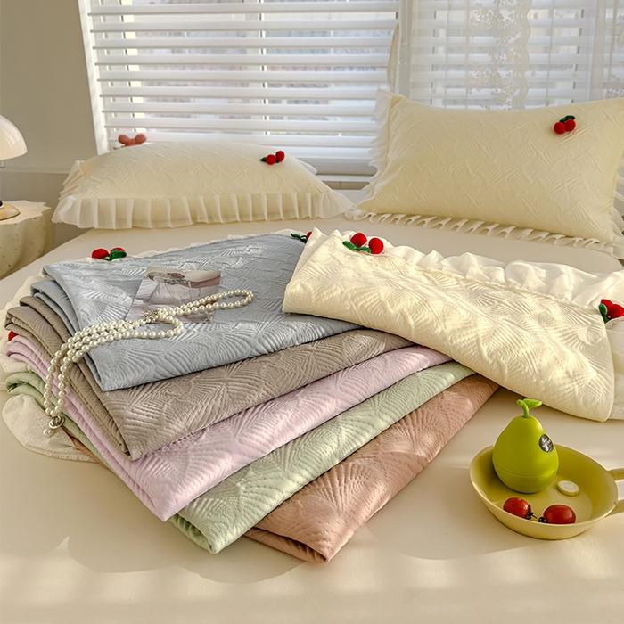 羚羊语家纺 羚羊语 2025新款韩系手作PE中分子凉泡泡冰丝凉席蕾丝花边樱桃乙纶冰豆豆席床裙款夏季凉感软席三件套 组合图（配洗护袋）