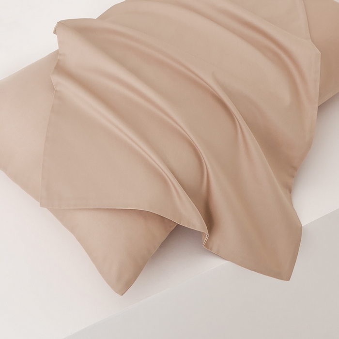 91家纺网 家纺一手货源 找家纺 闲鱼家纺 2025春夏新款小黑标60全棉纯棉四件套系列场景2 单枕套枕套单件 奶咖杏