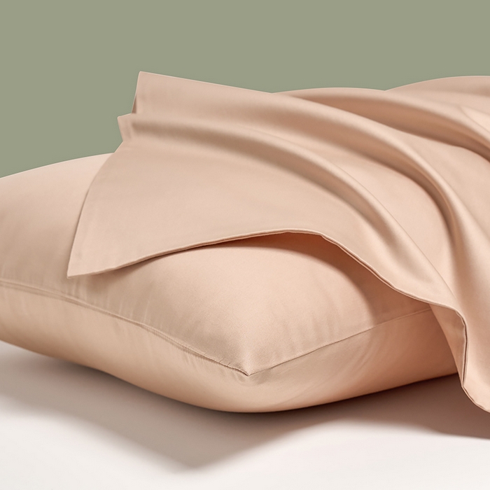 91家纺网 家纺一手货源 找家纺 闲鱼家纺 2025春夏新款小黑标60全棉纯棉四件套系列场景2 单枕套枕套单件 奶咖杏