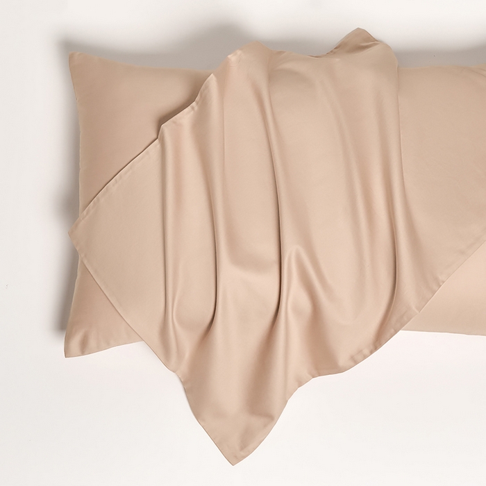 91家纺网 家纺一手货源 找家纺 闲鱼家纺 2025春夏新款小黑标60全棉纯棉四件套系列场景2 单枕套枕套单件 奶咖杏