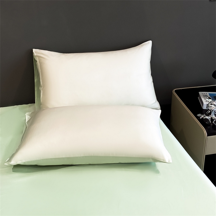 91家纺网 家纺一手货源 找家纺 笙意家纺 2025新款水洗真丝夏被夏凉被空调被四件套-满绣系列 南瓜-白+绿