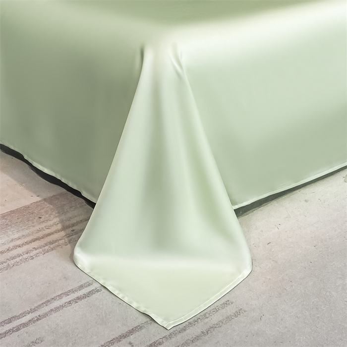 91家纺网 家纺一手货源 找家纺 笙意家纺 2025新款水洗真丝夏被夏凉被空调被四件套-满绣系列 南瓜-白+绿