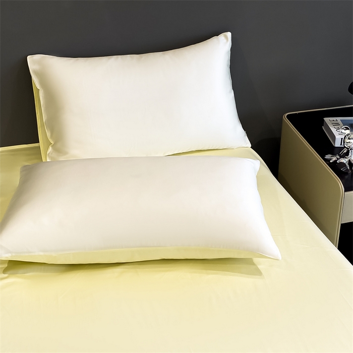 91家纺网 家纺一手货源 找家纺 笙意家纺 2025新款水洗真丝夏被夏凉被空调被四件套-满绣系列 南瓜-白+奶黄