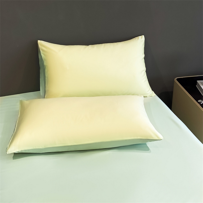 91家纺网 家纺一手货源 找家纺 笙意家纺 2025新款水洗真丝夏被夏凉被空调被四件套-满绣系列 曲奇熊-奶黄+绿