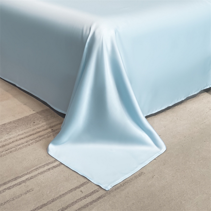 91家纺网 家纺一手货源 找家纺 笙意家纺 2025新款水洗真丝夏被夏凉被空调被四件套-满绣系列 幸运草-白+天蓝