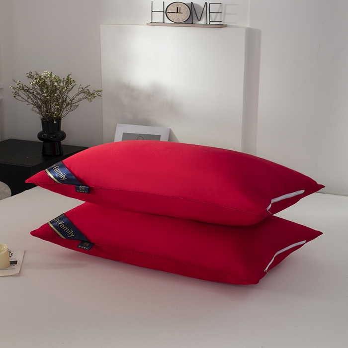 91家纺网 家纺一手货源 找家纺 佳合枕芯 2025家满阳光酒店款羽丝绒枕枕芯枕头 红色高枕1000g