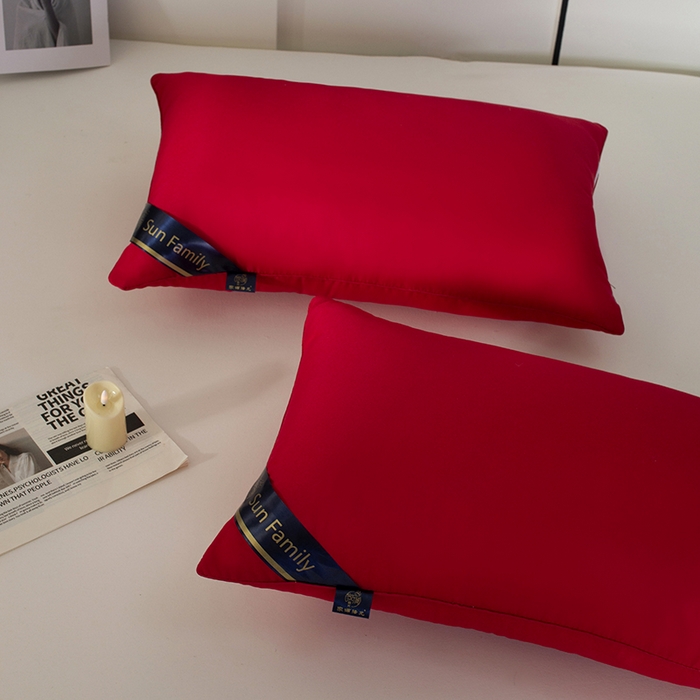 91家纺网 家纺一手货源 找家纺 佳合枕芯 2025家满阳光酒店款羽丝绒枕枕芯枕头 红色高枕1000g