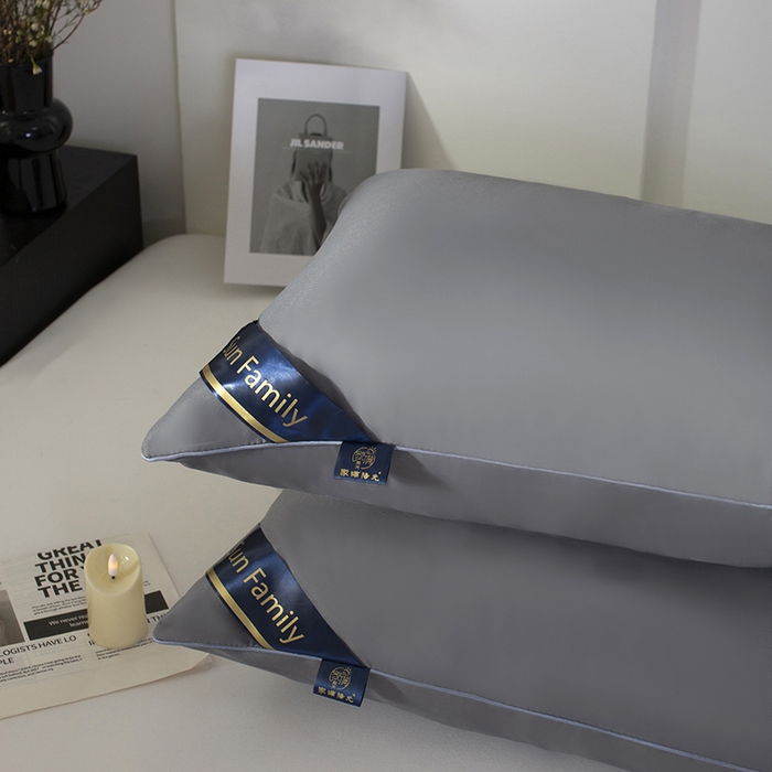 91家纺网 家纺一手货源 找家纺 佳合枕芯 2025家满阳光酒店款羽丝绒枕枕芯枕头 灰色低枕600g