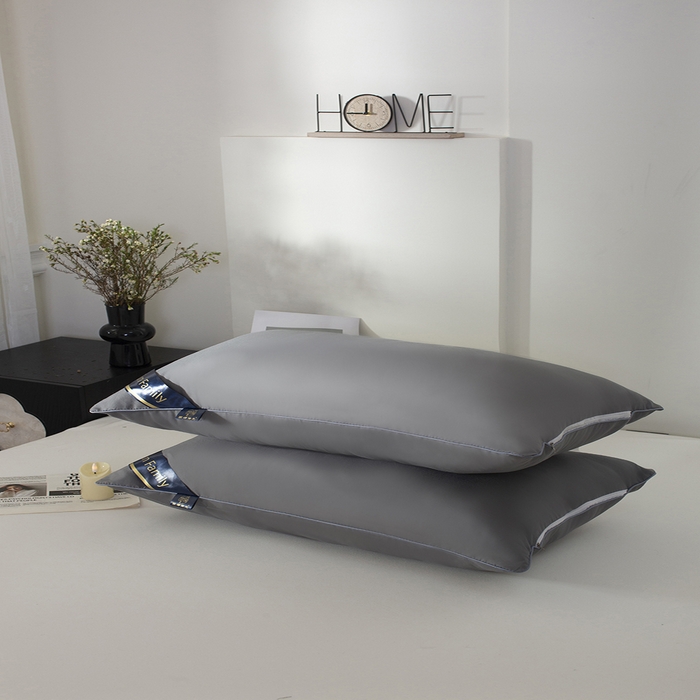 91家纺网 家纺一手货源 找家纺 佳合枕芯 2025家满阳光酒店款羽丝绒枕枕芯枕头 灰色低枕600g