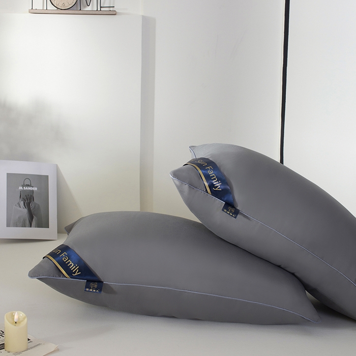 91家纺网 家纺一手货源 找家纺 佳合枕芯 2025家满阳光酒店款羽丝绒枕枕芯枕头 灰色高枕1000g