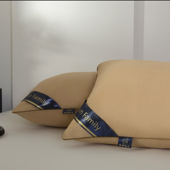 91家纺网 家纺一手货源 找家纺 佳合枕芯 2025家满阳光酒店款羽丝绒枕枕芯枕头 卡其低枕500g