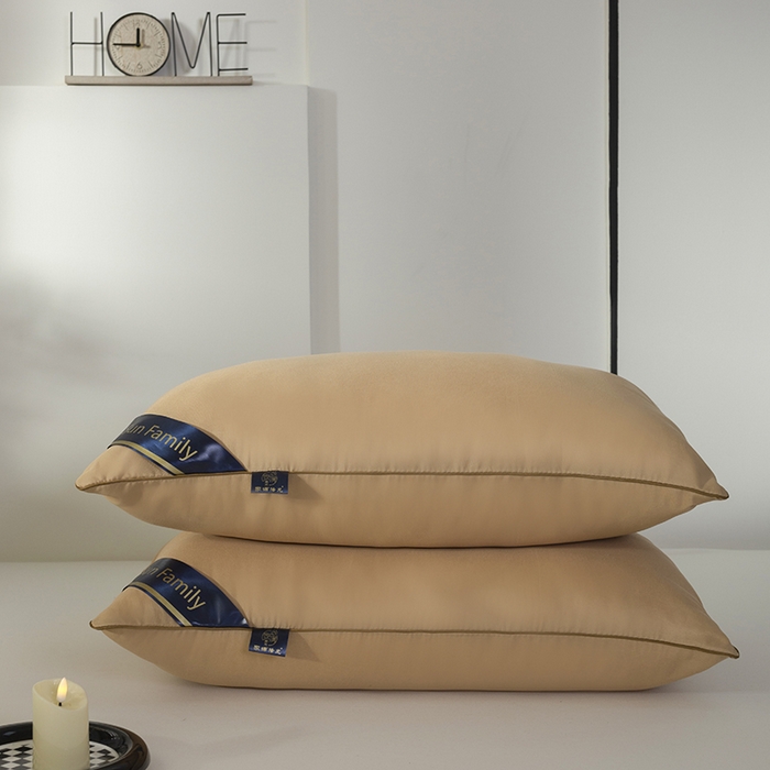 91家纺网 家纺一手货源 找家纺 佳合枕芯 2025家满阳光酒店款羽丝绒枕枕芯枕头 卡其低枕500g