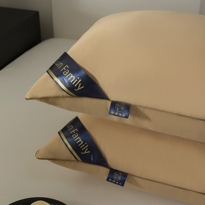 91家纺网 家纺一手货源 找家纺 佳合枕芯 2025家满阳光酒店款羽丝绒枕枕芯枕头 卡其低枕500g