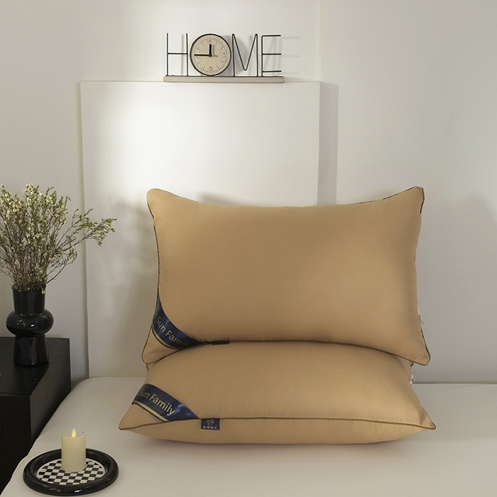 91家纺网 家纺一手货源 找家纺 佳合枕芯 2025家满阳光酒店款羽丝绒枕枕芯枕头 卡其中枕700g