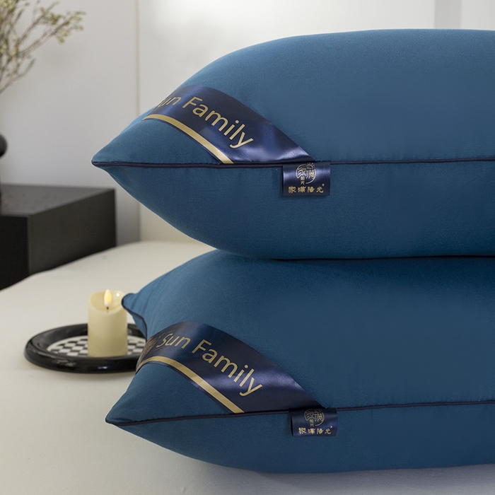 91家纺网 家纺一手货源 找家纺 佳合枕芯 2025家满阳光酒店款羽丝绒枕枕芯枕头 蓝色低枕500g