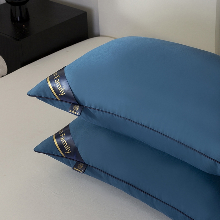 91家纺网 家纺一手货源 找家纺 佳合枕芯 2025家满阳光酒店款羽丝绒枕枕芯枕头 蓝色低枕500g