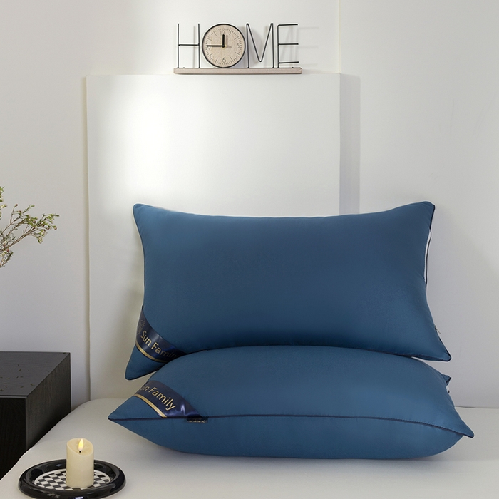 91家纺网 家纺一手货源 找家纺 佳合枕芯 2025家满阳光酒店款羽丝绒枕枕芯枕头 蓝色低枕600g