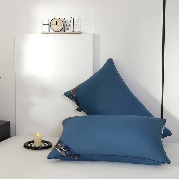 91家纺网 家纺一手货源 找家纺 佳合枕芯 2025家满阳光酒店款羽丝绒枕枕芯枕头 蓝色中枕700g