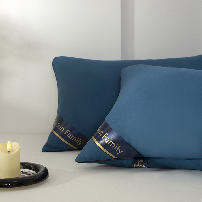 91家纺网 家纺一手货源 找家纺 佳合枕芯 2025家满阳光酒店款羽丝绒枕枕芯枕头 蓝色中枕700g