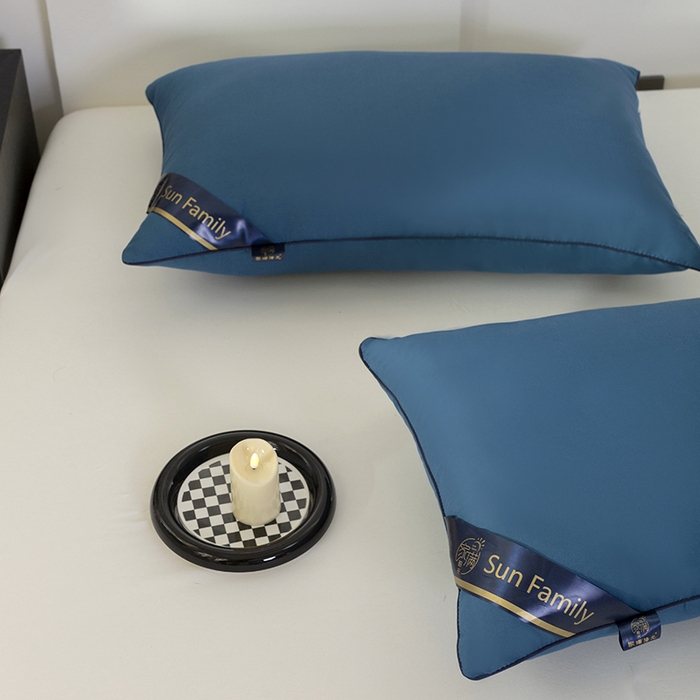 91家纺网 家纺一手货源 找家纺 佳合枕芯 2025家满阳光酒店款羽丝绒枕枕芯枕头 蓝色中枕700g