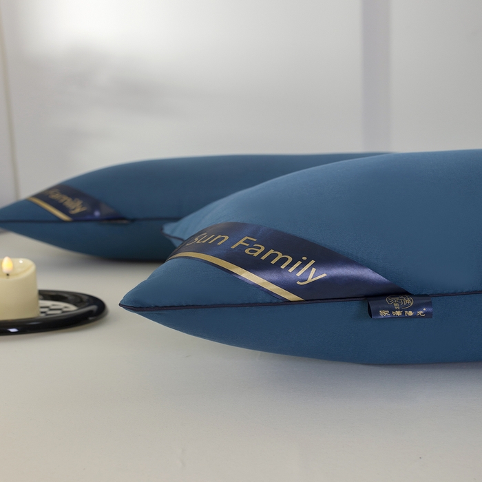 91家纺网 家纺一手货源 找家纺 佳合枕芯 2025家满阳光酒店款羽丝绒枕枕芯枕头 蓝色中枕700g