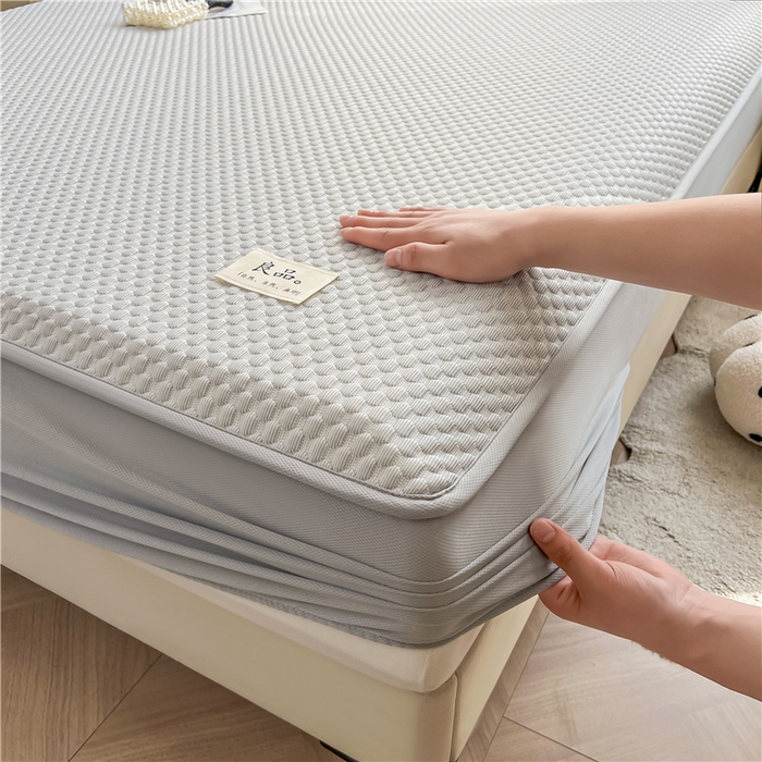 91家纺网 家纺一手货源 找家纺 喜居 2025新款良品风冰豆豆席床笠款凉席凉豆豆席 椰子灰