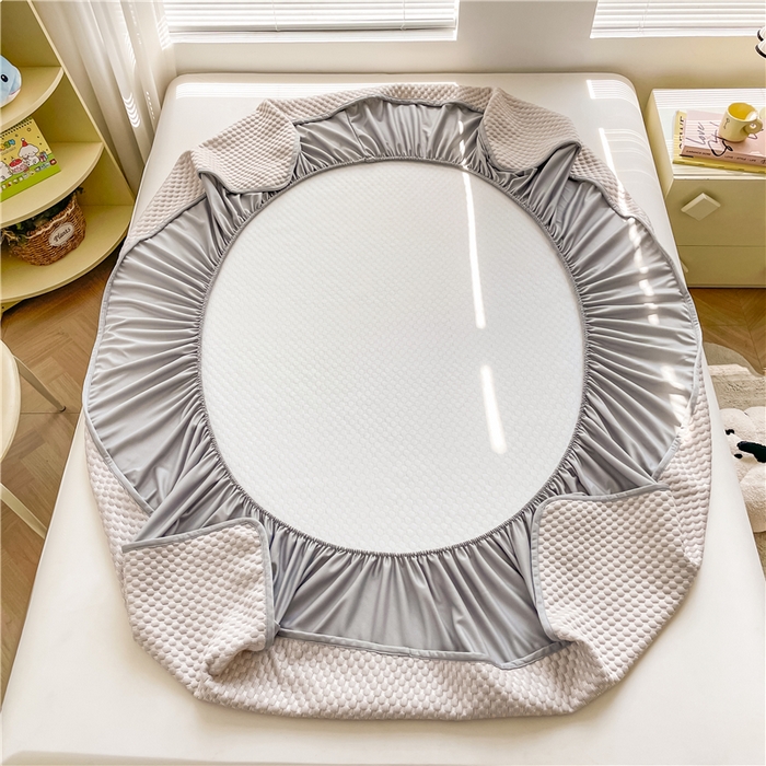 91家纺网 家纺一手货源 找家纺 喜居 2025新款良品风冰豆豆席床笠款凉席凉豆豆席 奶昔咖