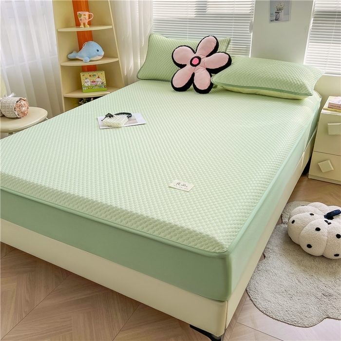 91家纺网 家纺一手货源 找家纺 喜居 2025新款良品风冰豆豆席床笠款凉席凉豆豆席 奶昔绿