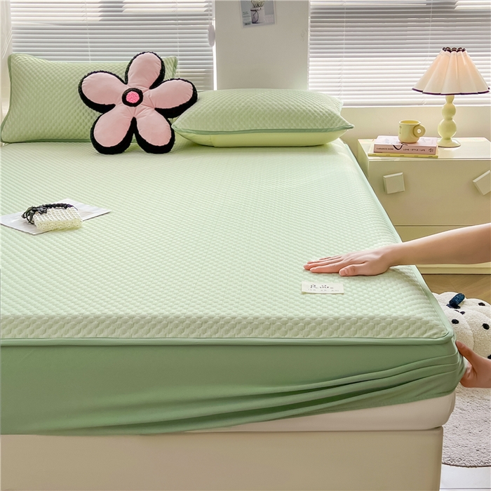 91家纺网 家纺一手货源 找家纺 喜居 2025新款良品风冰豆豆席床笠款凉席凉豆豆席 奶昔绿