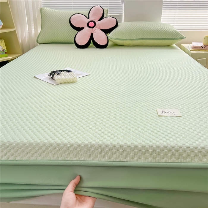 91家纺网 家纺一手货源 找家纺 喜居 2025新款良品风冰豆豆席床笠款凉席凉豆豆席 奶昔绿