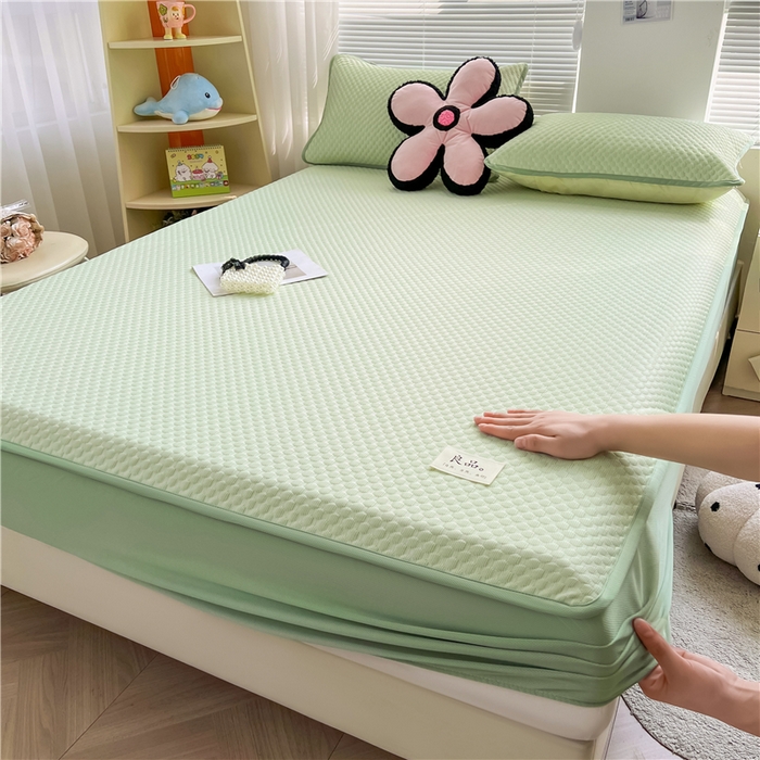 91家纺网 家纺一手货源 找家纺 喜居 2025新款良品风冰豆豆席床笠款凉席凉豆豆席 奶昔绿