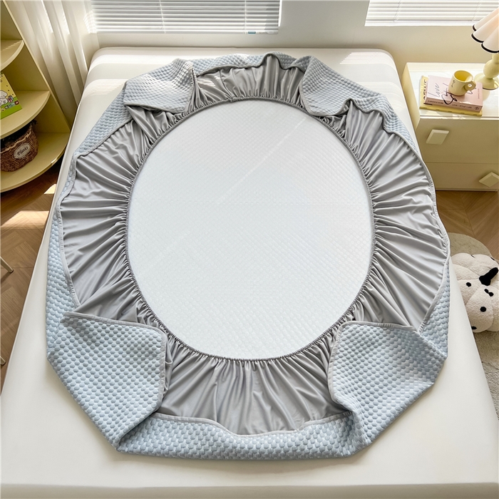 91家纺网 家纺一手货源 找家纺 喜居 2025新款良品风冰豆豆席床笠款凉席凉豆豆席 夏夜蓝