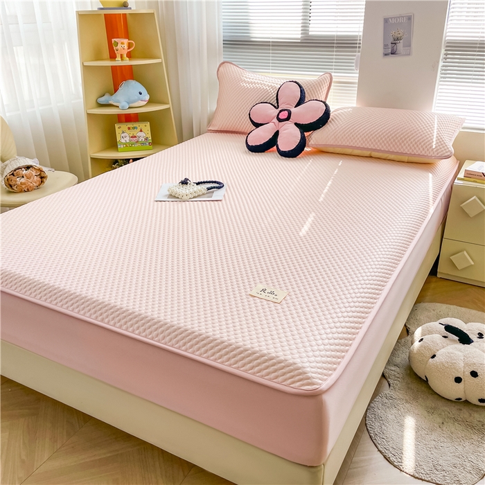 91家纺网 家纺一手货源 找家纺 喜居 2025新款良品风冰豆豆席床笠款凉席凉豆豆席 香妃粉