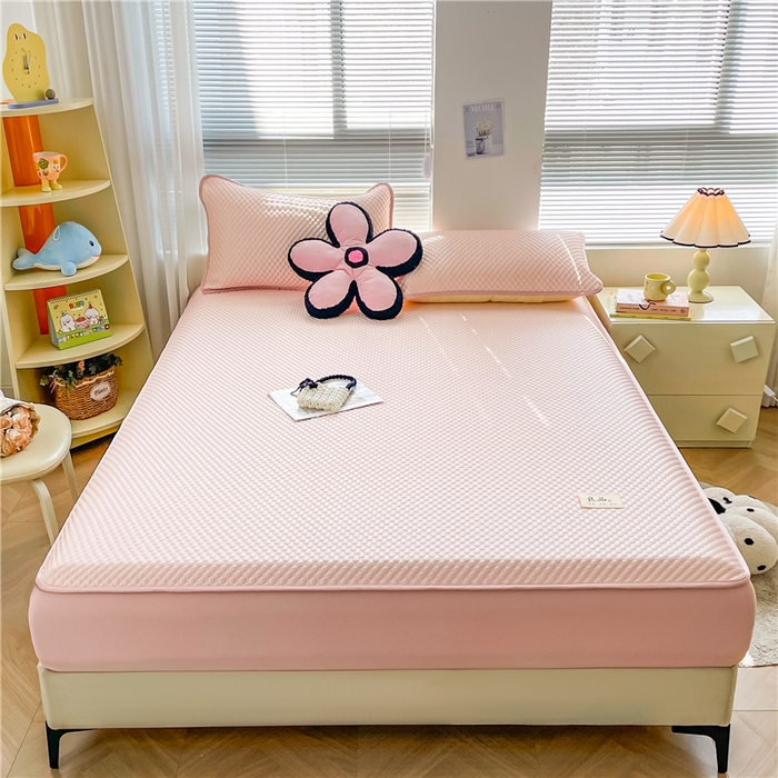 91家纺网 家纺一手货源 找家纺 喜居 2025新款良品风冰豆豆席床笠款凉席凉豆豆席 香妃粉