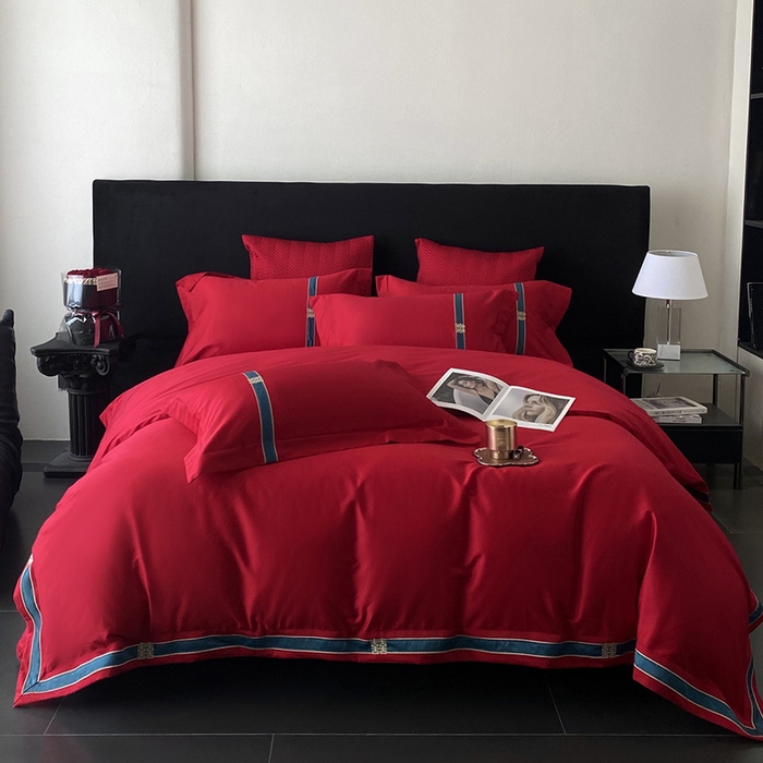 91家纺网 家纺一手货源 找家纺 （总）优悦生活馆 2025新款亲肤婚庆夹棉床盖四件套