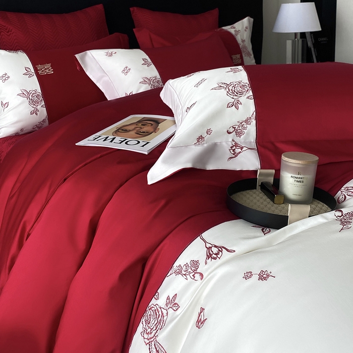 91家纺网 家纺一手货源 找家纺 （总）优悦生活馆 2025新款亲肤婚庆夹棉床盖四件套