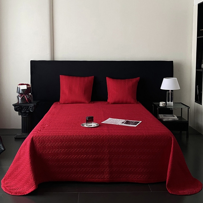 91家纺网 家纺一手货源 找家纺 优悦生活馆 2025新款亲肤婚庆夹棉床盖四件套 喜悦