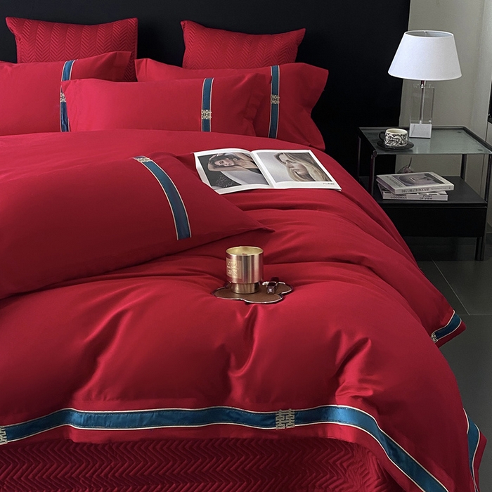 91家纺网 家纺一手货源 找家纺 优悦生活馆 2025新款亲肤婚庆夹棉床盖四件套 缘定