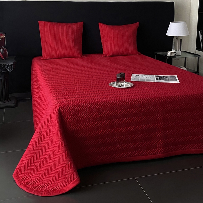 91家纺网 家纺一手货源 找家纺 优悦生活馆 2025新款亲肤婚庆夹棉床盖四件套 喜悦