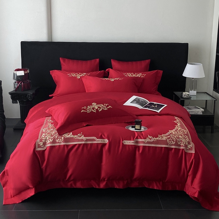 优悦生活馆 2025新款亲肤婚庆夹棉床盖四件套 予你