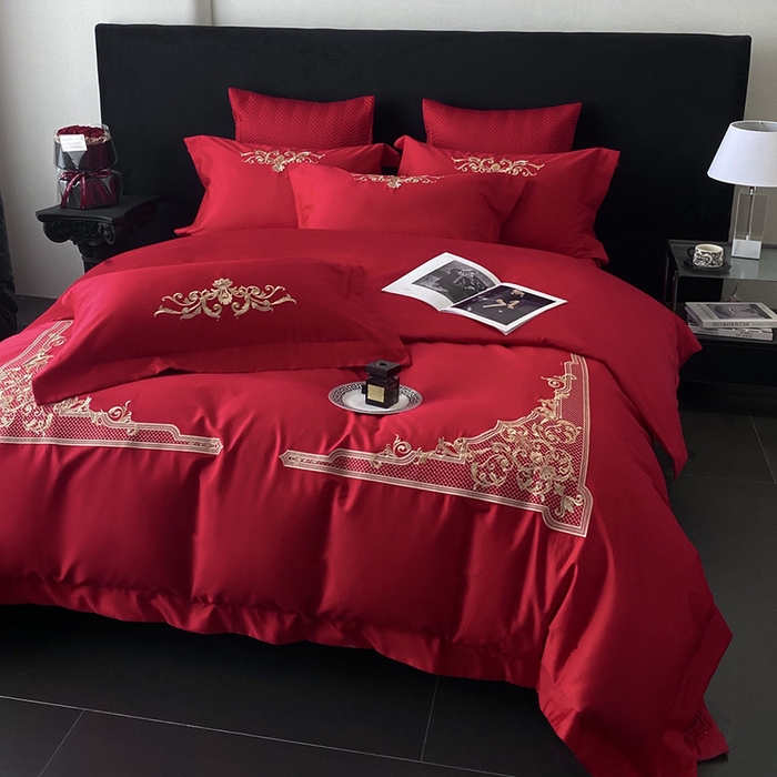 91家纺网 家纺一手货源 找家纺 优悦生活馆 2025新款亲肤婚庆夹棉床盖四件套 予你