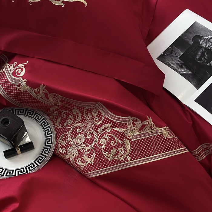 91家纺网 家纺一手货源 找家纺 优悦生活馆 2025新款亲肤婚庆夹棉床盖四件套 予你