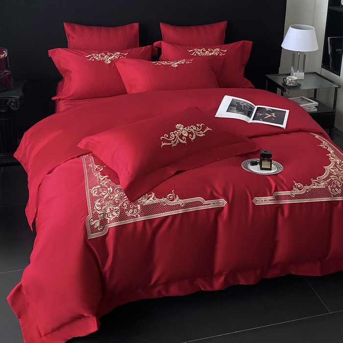 91家纺网 家纺一手货源 找家纺 优悦生活馆 2025新款亲肤婚庆夹棉床盖四件套 予你