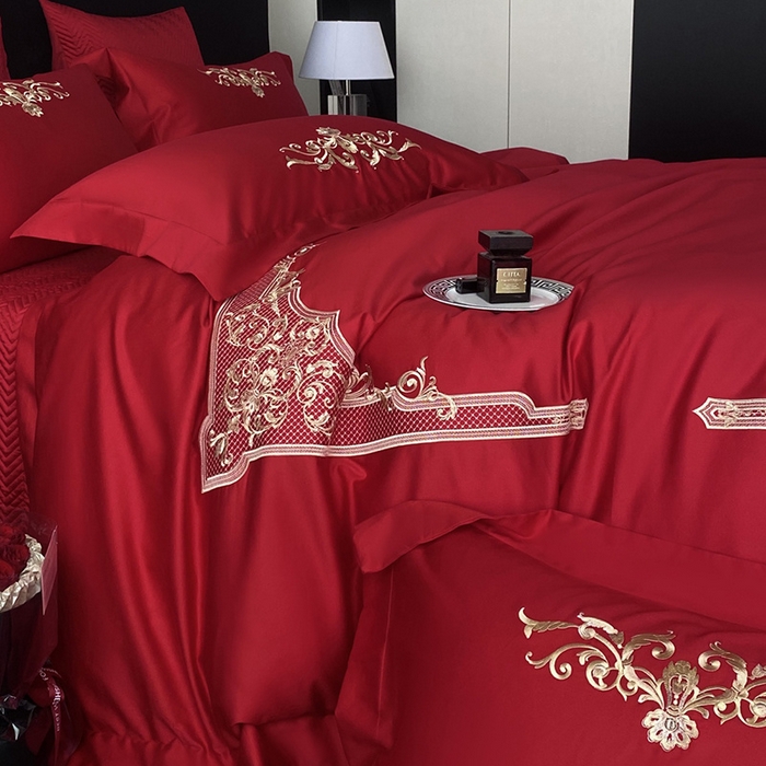 91家纺网 家纺一手货源 找家纺 优悦生活馆 2025新款亲肤婚庆夹棉床盖四件套 予你