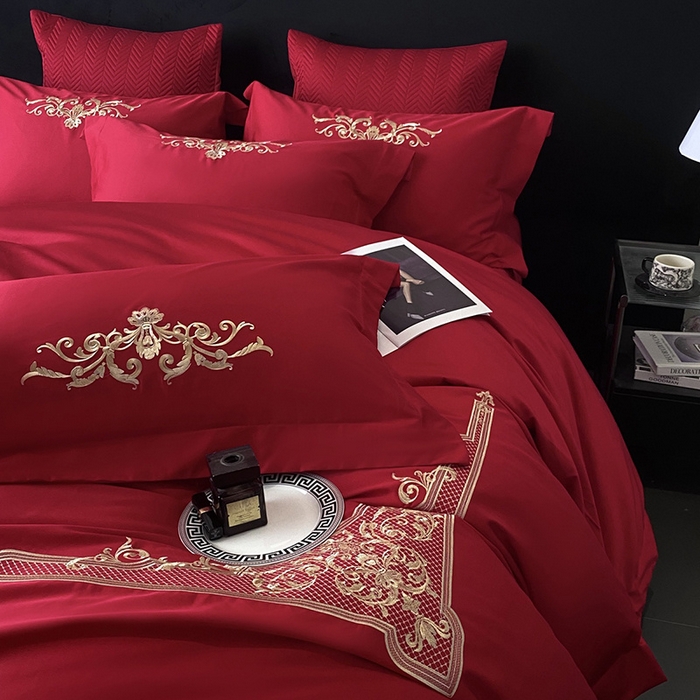 91家纺网 家纺一手货源 找家纺 优悦生活馆 2025新款亲肤婚庆夹棉床盖四件套 予你