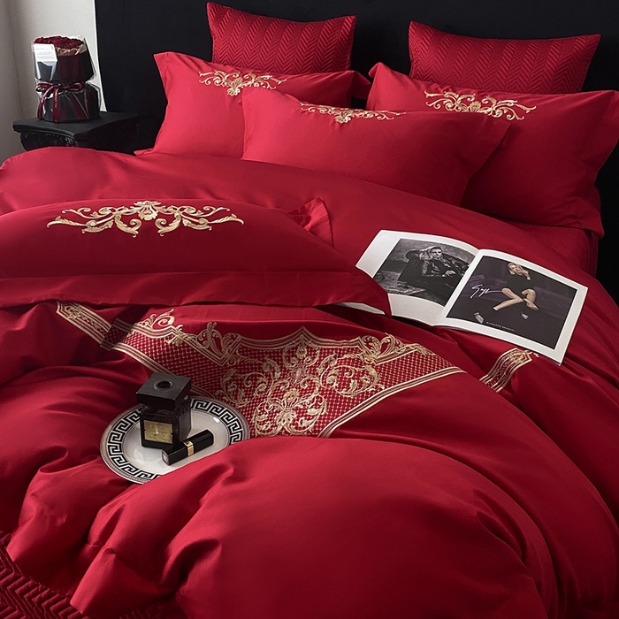 91家纺网 家纺一手货源 找家纺 优悦生活馆 2025新款亲肤婚庆夹棉床盖四件套 予你