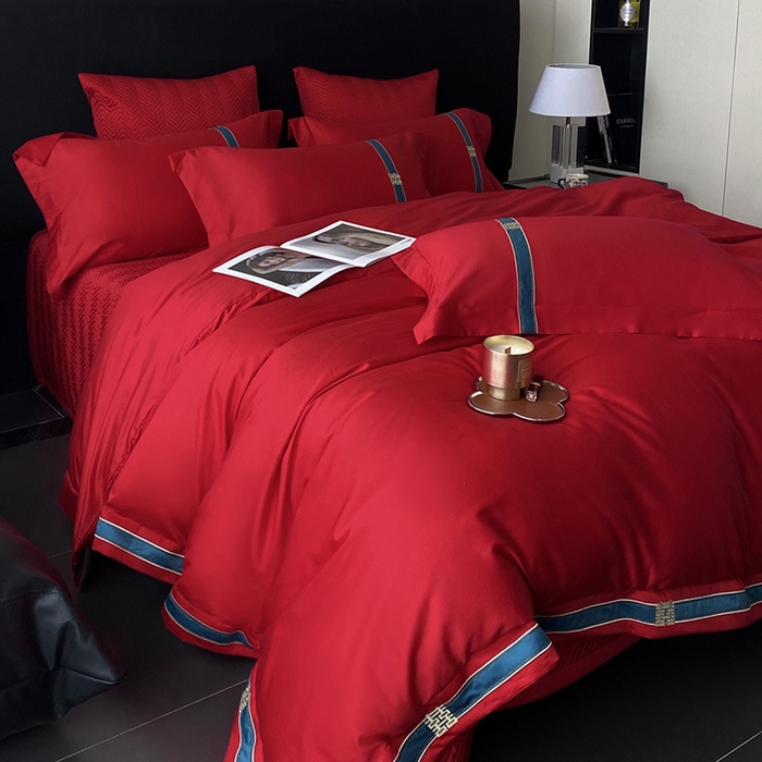 91家纺网 家纺一手货源 找家纺 优悦生活馆 2025新款亲肤婚庆夹棉床盖四件套 缘定