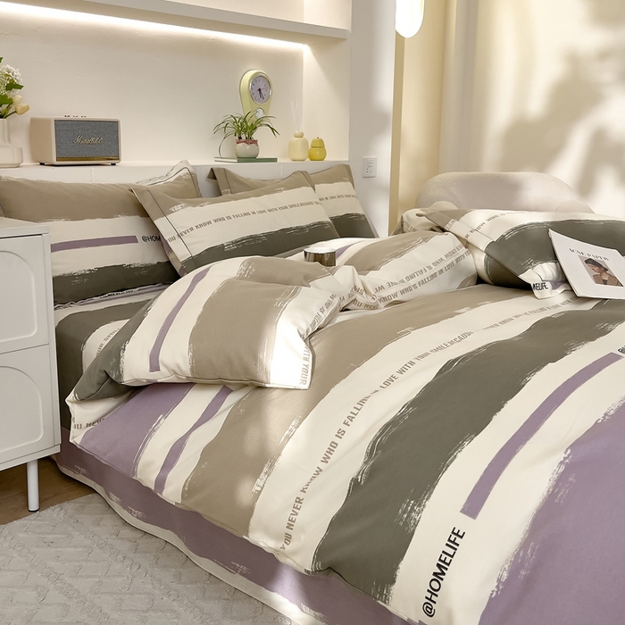 91家纺网 家纺一手货源 找家纺 优品阁 2024新款全棉磨毛四件套 畅想-灰