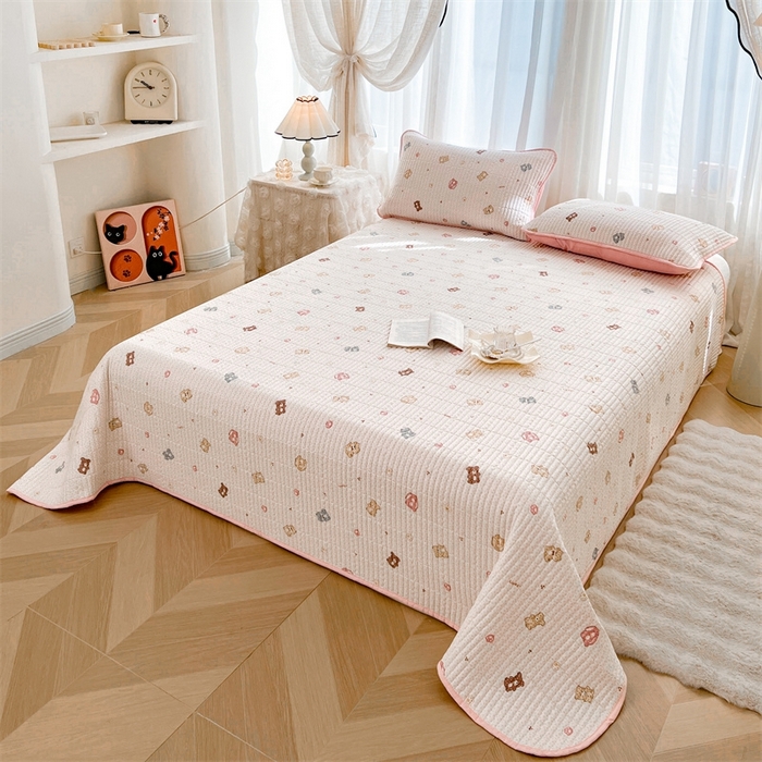 91家纺网 家纺一手货源 找家纺 恒爱 2025新款全棉印花单床盖 五彩熊